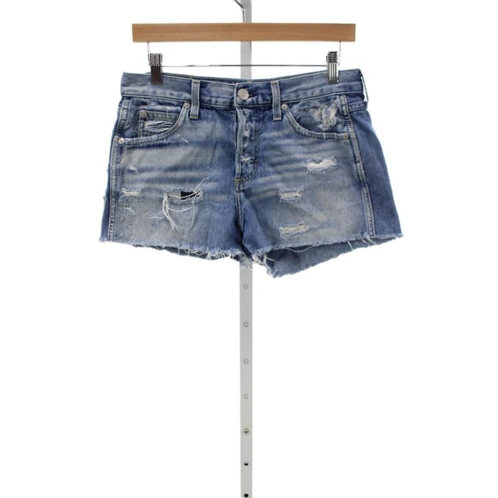 Amo Womens Cut-Off Blue Cotton Solid Shorts Vintage Size 26